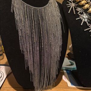 Elegant Silver Fringe Necklace
